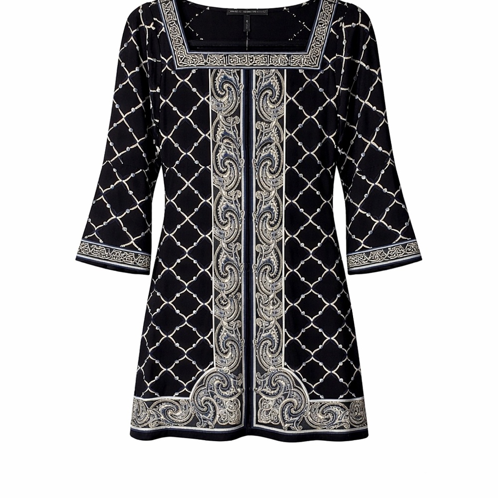 NWT White House Black Market Black and White Tunic/ Dress  Size XS